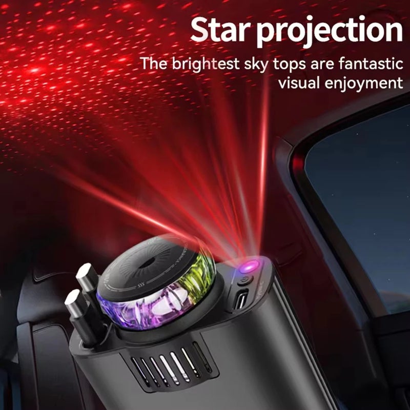 Y&D 45W Dual Port Car Charger, Fast Retractable Type C PD Adapter for Phones, Starry Sky Ambient Light & Aromatherapy Diffuser - Automobile Charger - Image 5